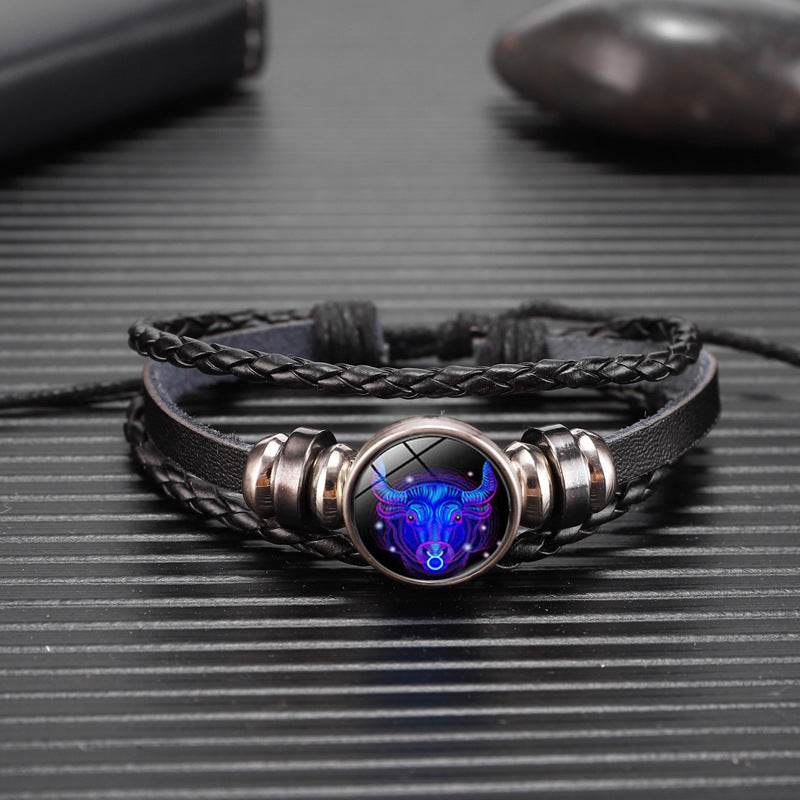 Stylish Constellation Bracelet – Faux Leather Zodiac Charm Wristband - Pasha