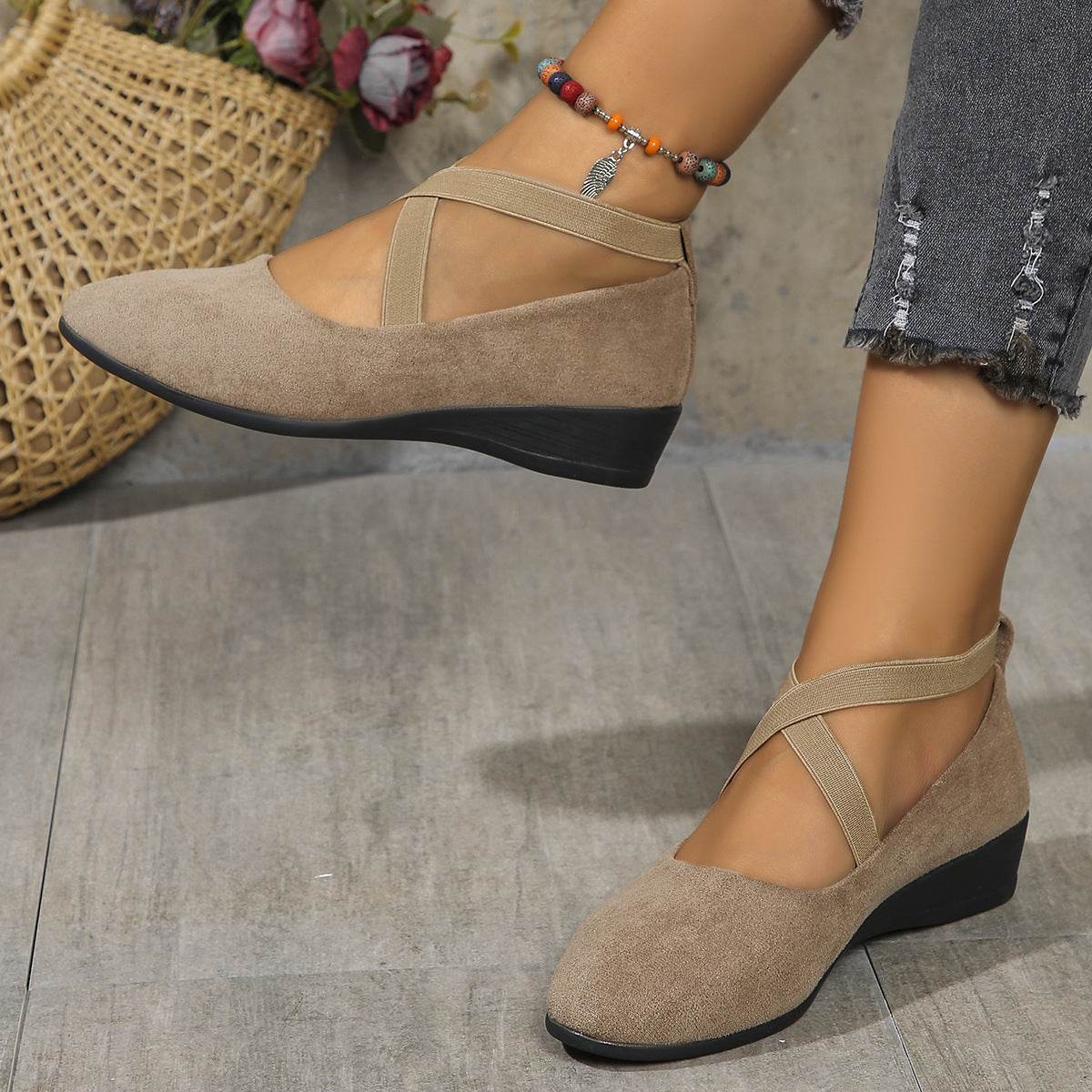 Plus Size Pointed Toe Wedge Casual Pumps for Women - Pasha