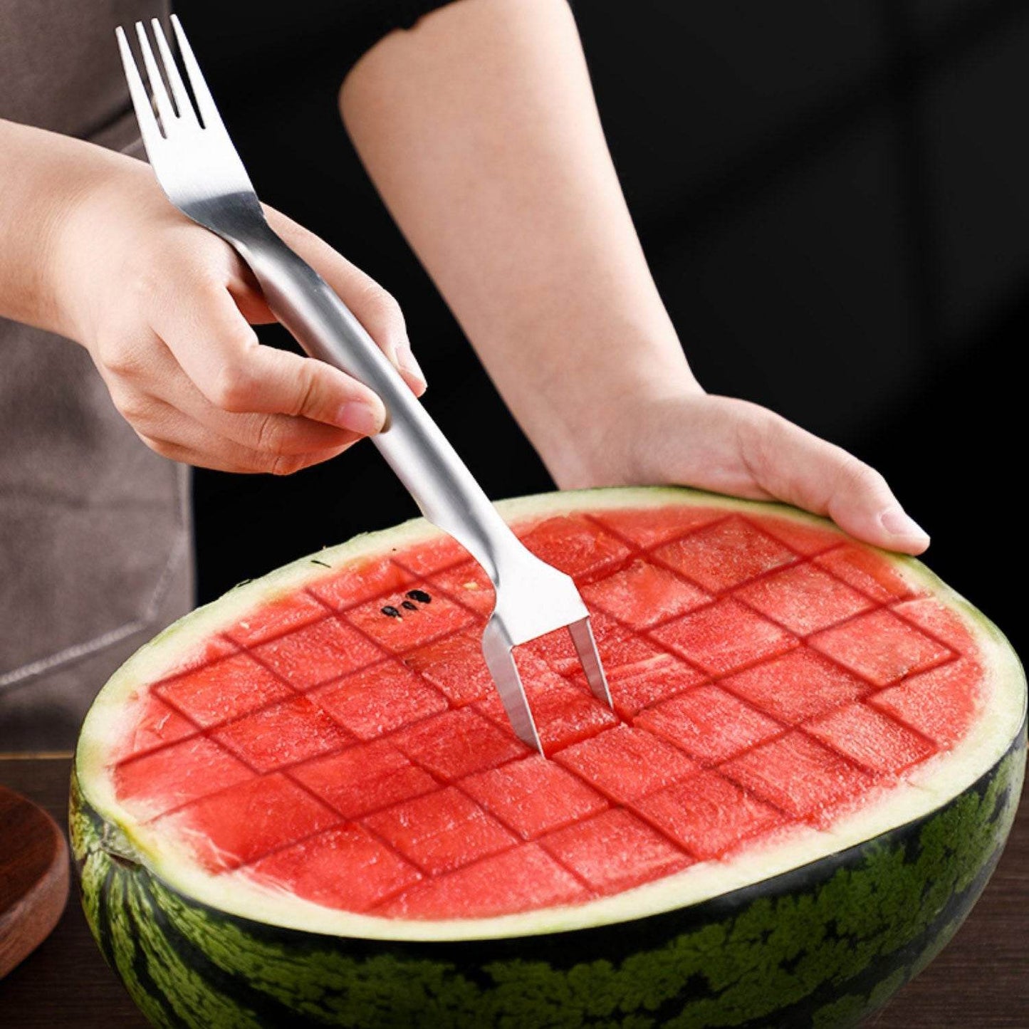 Watermelon Fork Slicer 2-in-1 – Stainless Steel Fruit Cutter for Easy Slicing - Pasha