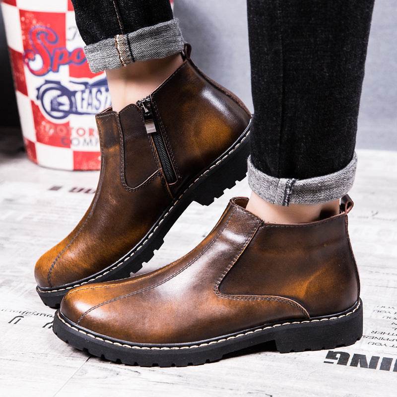 Men's Retro Martin Boots – Classic Cowhide Style - Pasha