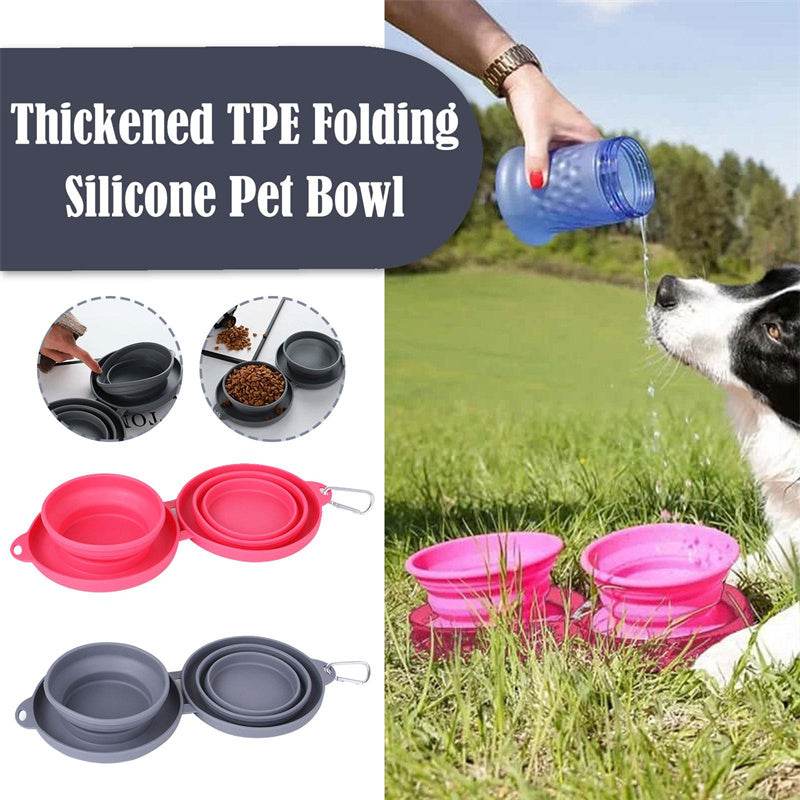 Foldable Rubber Double Bowl for Pets – Ideal for Feeding & Travel - Pasha