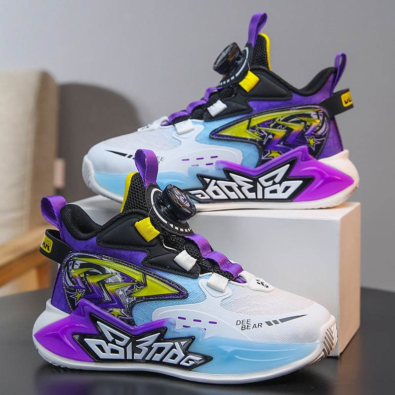 Mesh Breathable Running Mid Size Kids' Spin Dunk Basketball Shoe - Pasha