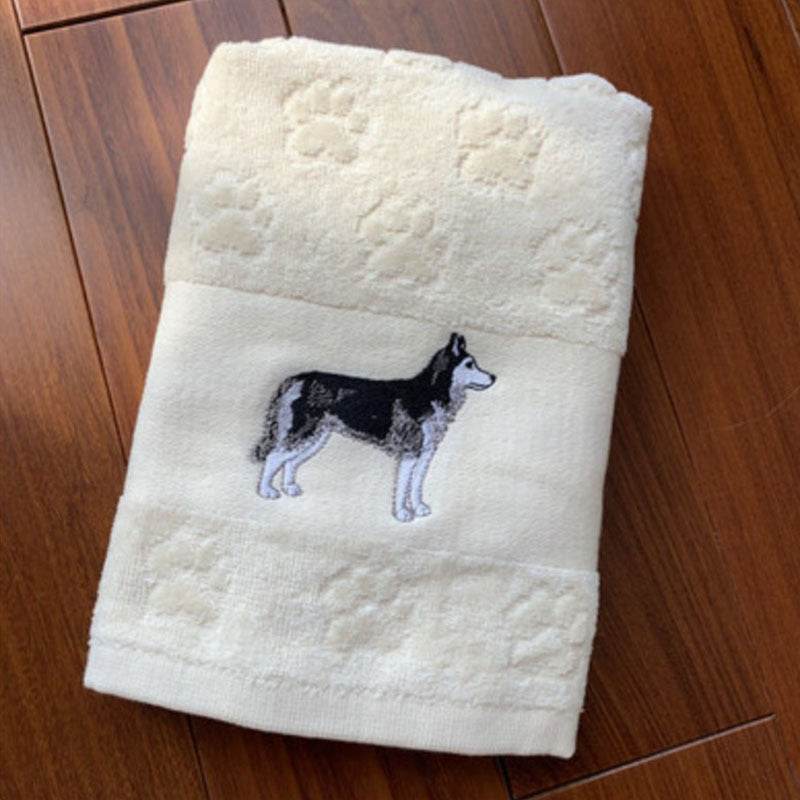 Embroidered Dog Towel – Pure Cotton & Absorbent - Pasha