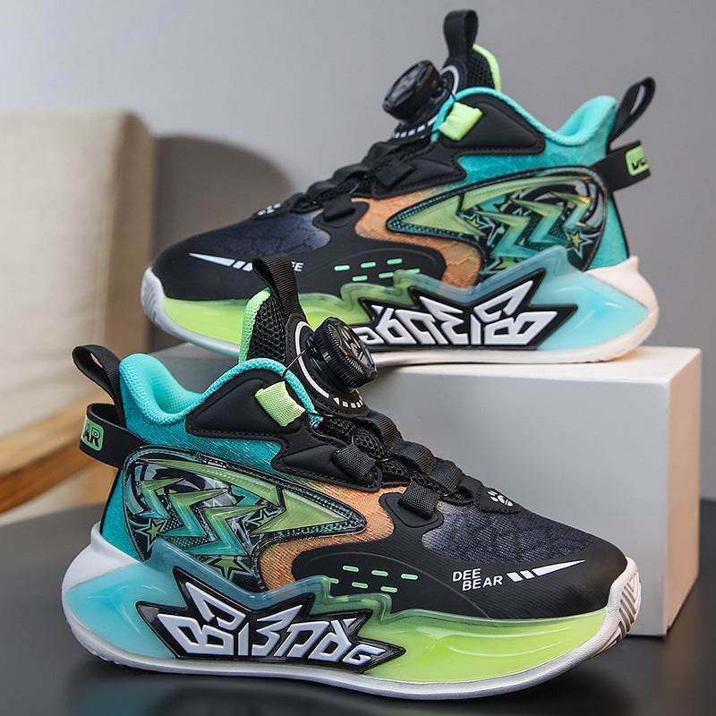 Mesh Breathable Running Mid Size Kids' Spin Dunk Basketball Shoe - Pasha