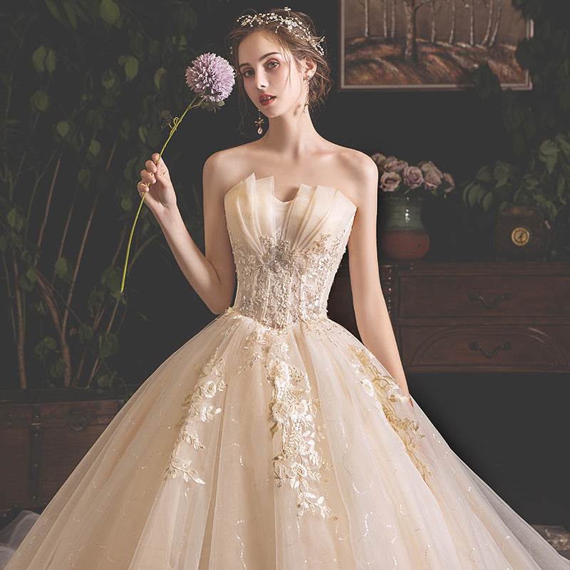 Romantic Mori Wedding Dress – Summer Tube Top Gown - Pasha