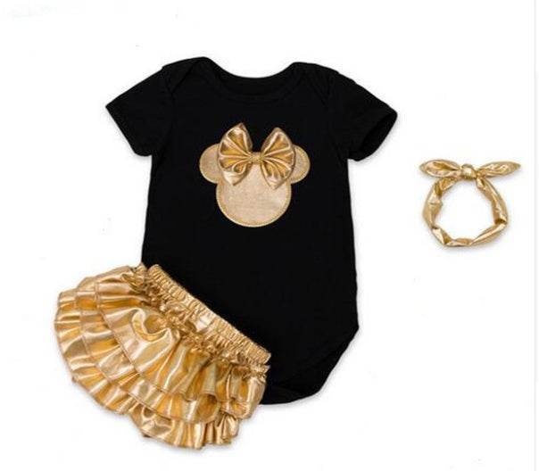 Cotton Baby Play Suit Black&Gold – Comfortable & Stylish Bodysuit for Baby Boys and Girls - Pasha