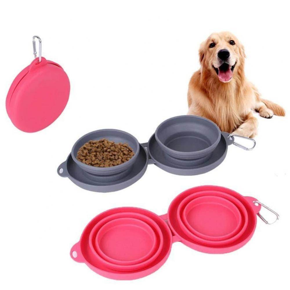 Foldable Rubber Double Bowl for Pets – Ideal for Feeding & Travel - Pasha