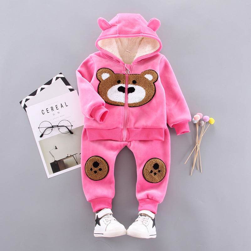 Retro Style Cute Cartoon Pattern Casual Pants Suit – Unisex Hoodie & Pants Set for Kids - Pasha