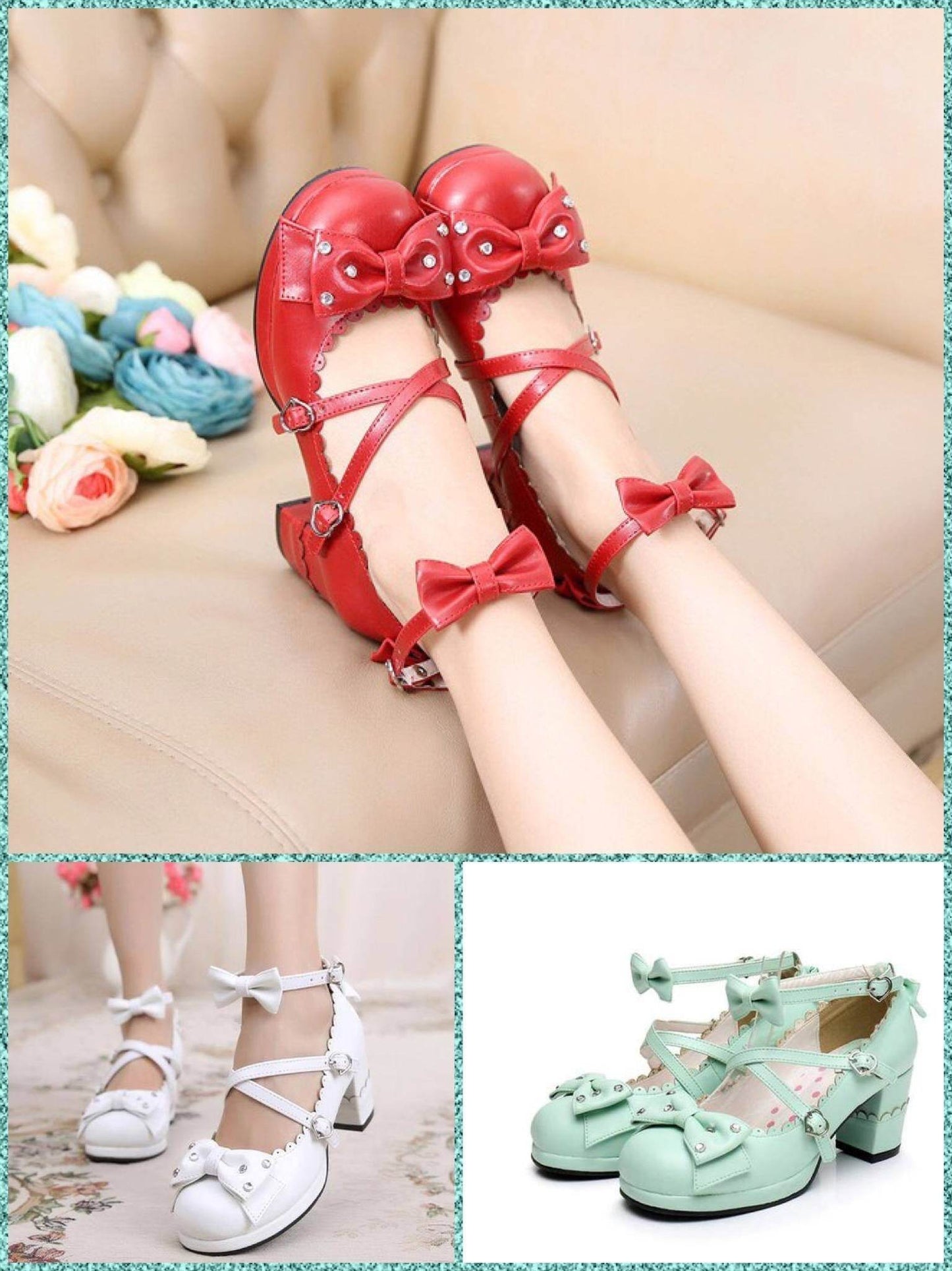Sweet Lolita Chunky High Heel Shoes with Rhinestone Bow – Perfect Elegance for Any Occasion - Pasha