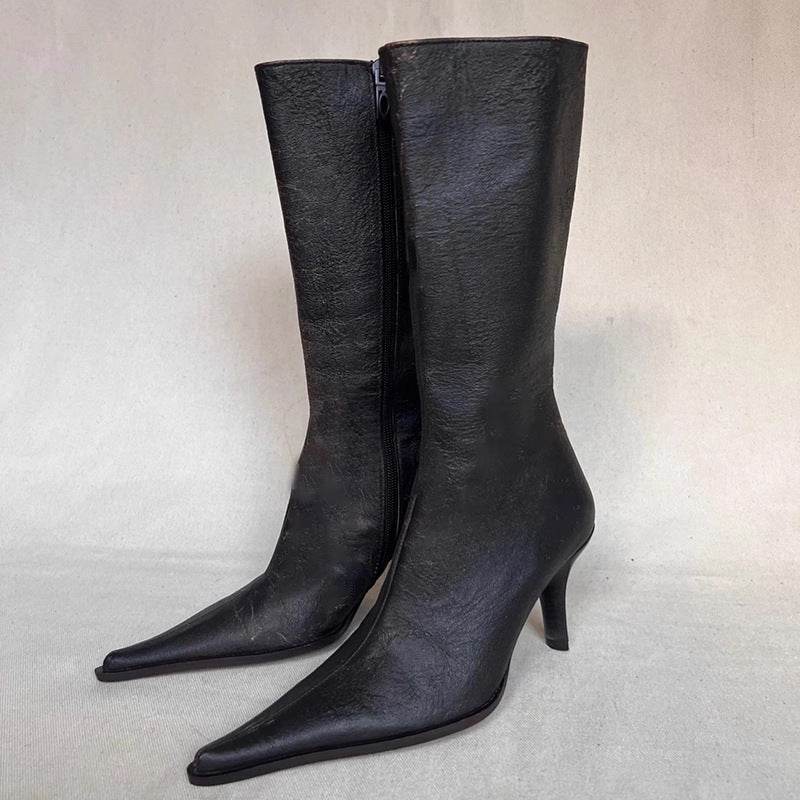 Retro Pointed Buckle Western Cowboy high heels for women - Pasha