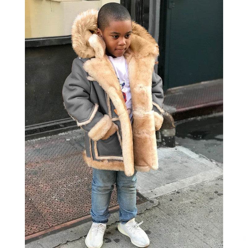 Boys Warm Faux Fur All-in-One Hoodie Jacket – Stylish & Warm Jacket for Kids - Pasha