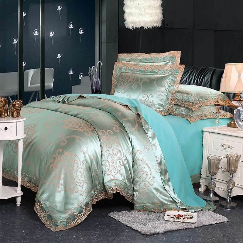 Jacquard Satin Bedding Set – European Style & Lace - Pasha
