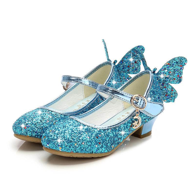 High Heel Princess Performance Shoes – Comfortable Sequin High Heels with Rucksack Bow Decoration - Pasha