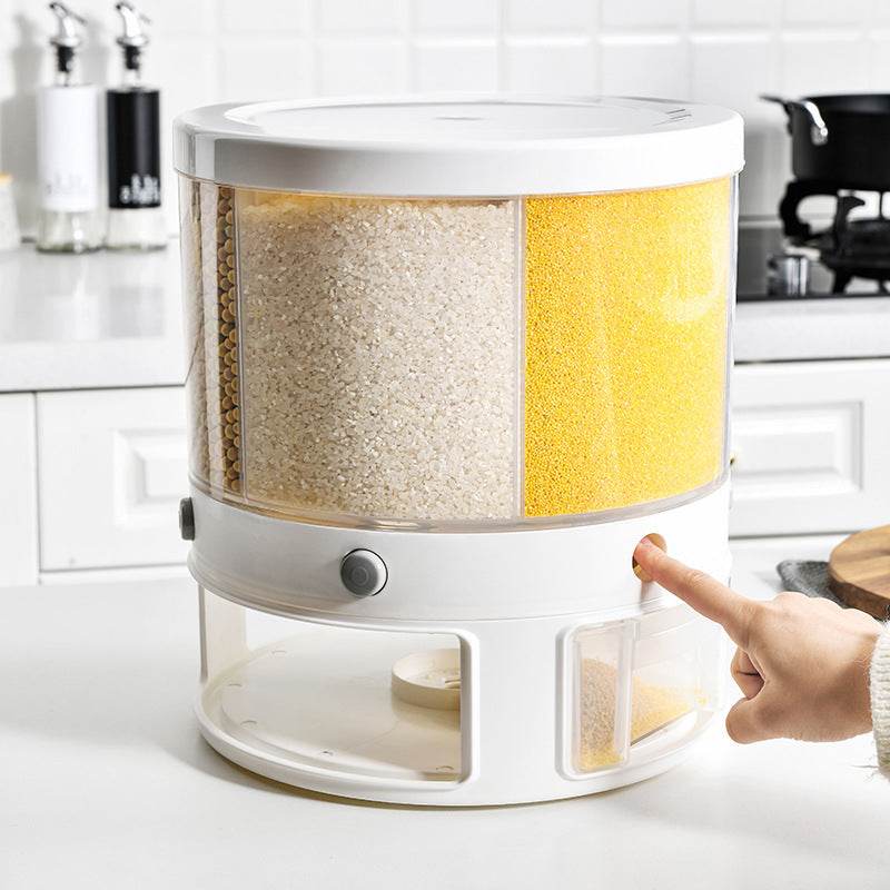 Eco-Friendly Rotary Grain Storage Box - Adjustable Food Container for Kitchen Organization - Pasha