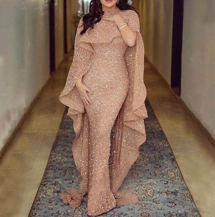 Luxury Mermaid Evening Dress – Dubai Gold Style - Pasha
