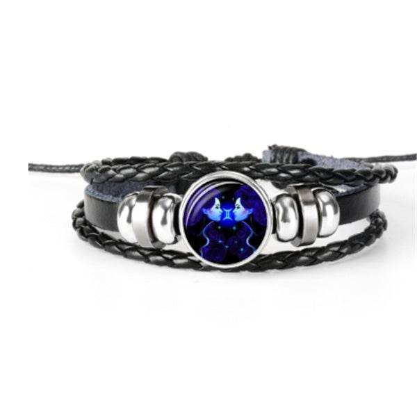 Stylish Constellation Bracelet – Faux Leather Zodiac Charm Wristband - Pasha