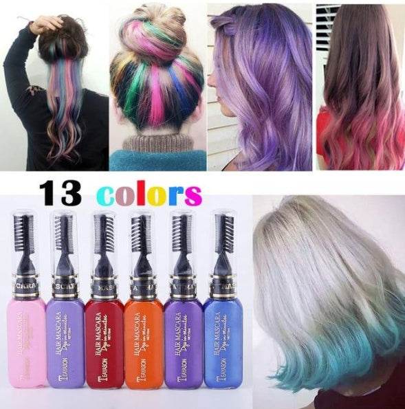 Temporary Hair Dye Mascara – 13 Vibrant Colors for Creative and Safe Hair Styling - Pasha