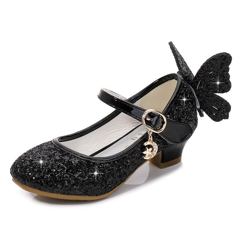 High Heel Princess Performance Shoes – Comfortable Sequin High Heels with Rucksack Bow Decoration - Pasha