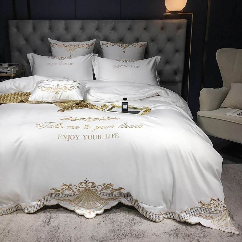 Cotton Jacquard Hotel Bedding Set – Elegant 4-Piece Suite - Pasha