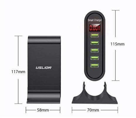 USB 5-Port Digital Display Charger – Smart Desktop Charging Station - Pasha