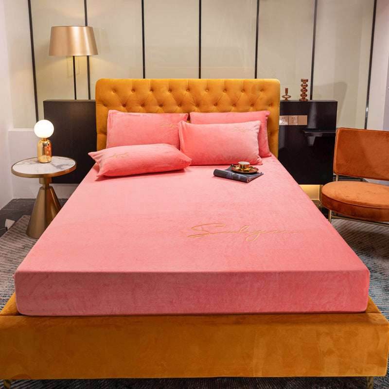 Coral Velvet Bed Sheet - Pasha