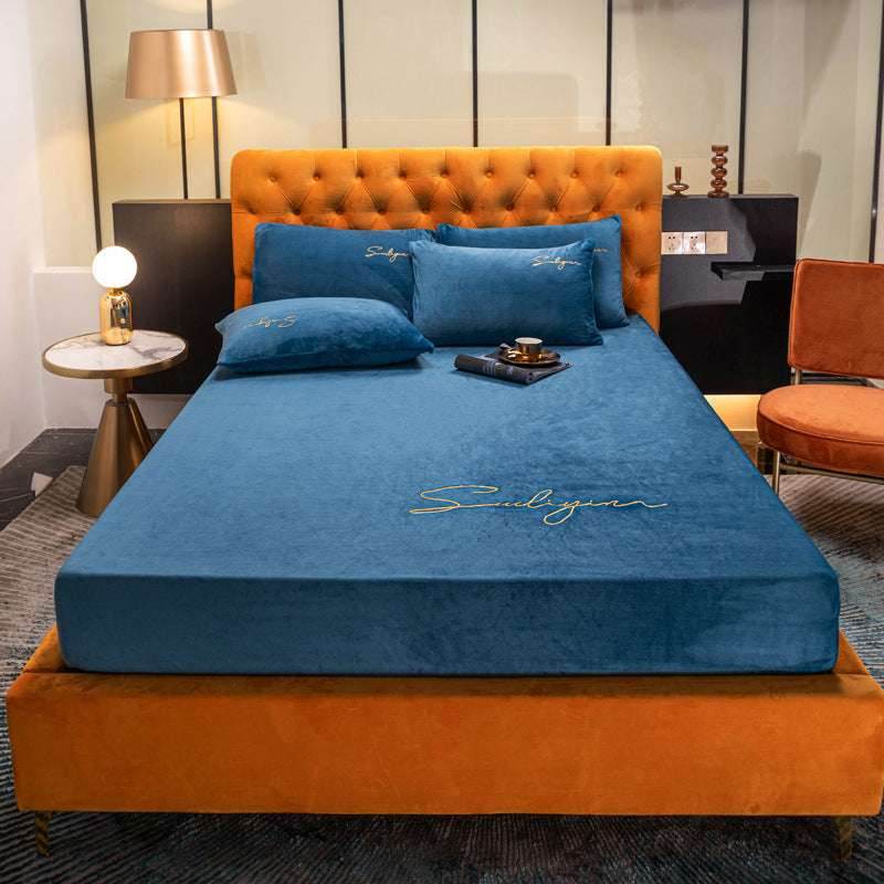 Coral Velvet Bed Sheet - Pasha