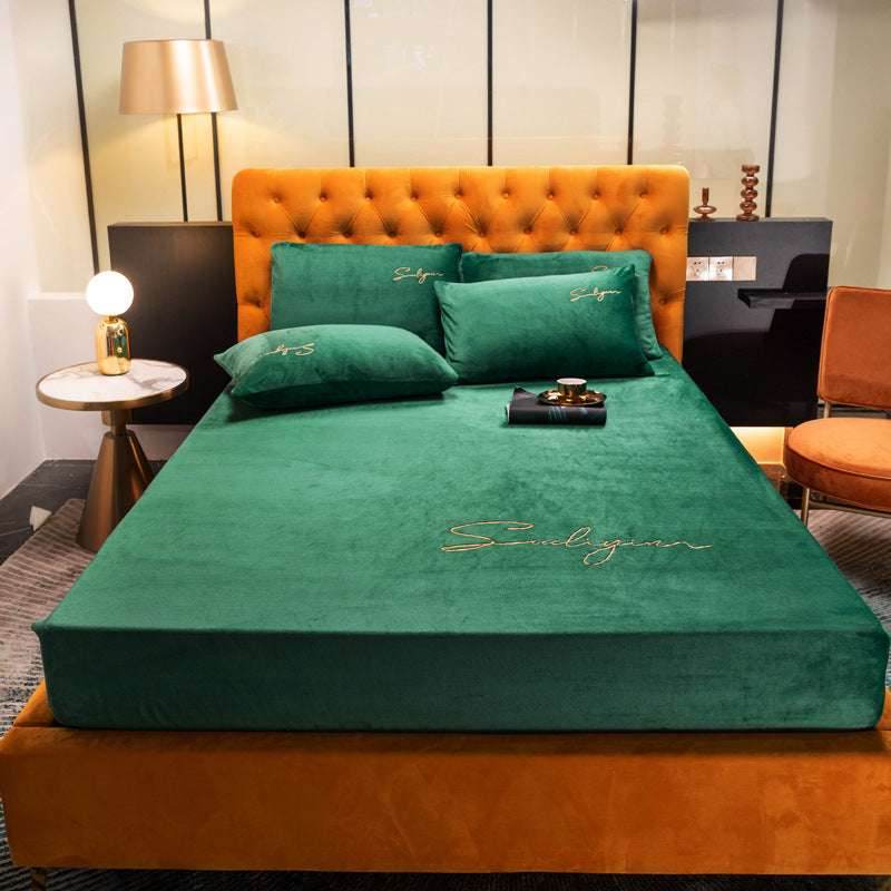 Coral Velvet Bed Sheet - Pasha