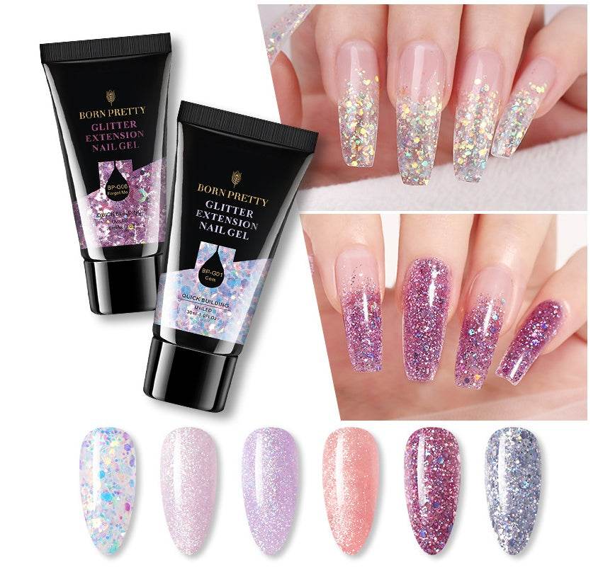 Born Pretty 30ml Manicure Floral Extension Polygel – Quick Nail Extension & Flash Powder Effect - Pasha