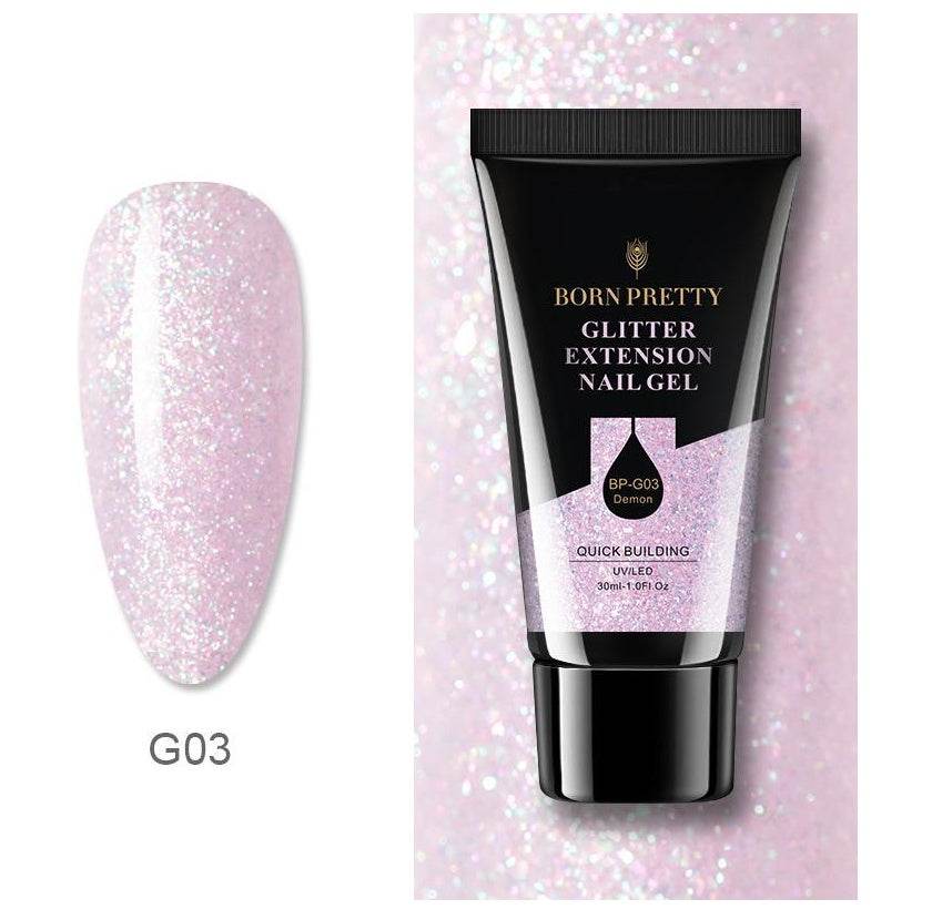 Born Pretty 30ml Manicure Floral Extension Polygel – Quick Nail Extension & Flash Powder Effect - Pasha