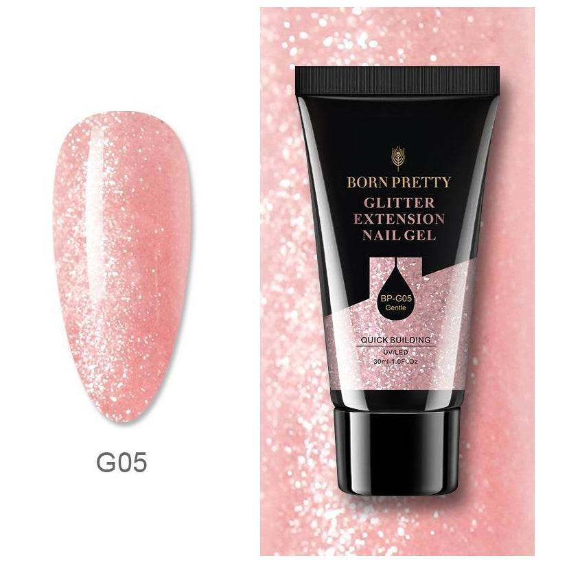 Born Pretty 30ml Manicure Floral Extension Polygel – Quick Nail Extension & Flash Powder Effect - Pasha