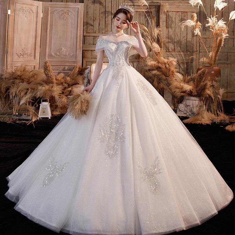 Wedding Dress on shoulder - modern bride - Pasha