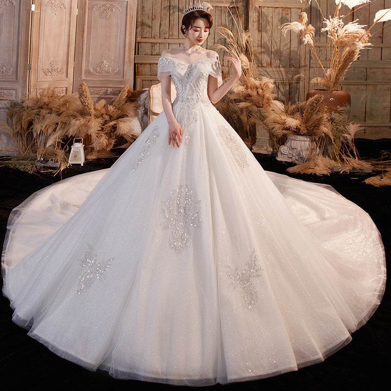 Wedding Dress on shoulder - modern bride - Pasha