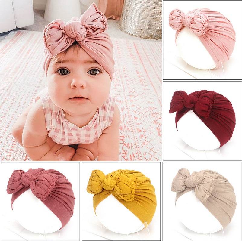 Baby Girls Turban Hat – Soft Knit Headwrap for Newborns - Pasha