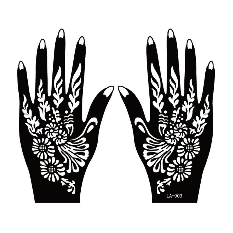 Hand Tattoo Stickers 2 sheets – Henna Stencil for Temporary Body Art - Pasha
