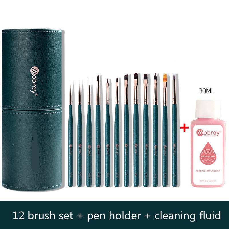 Nail Art Brush 12-Piece Set with Holder – Professional Nail Brushes for Precision Design & Detailing - Pasha