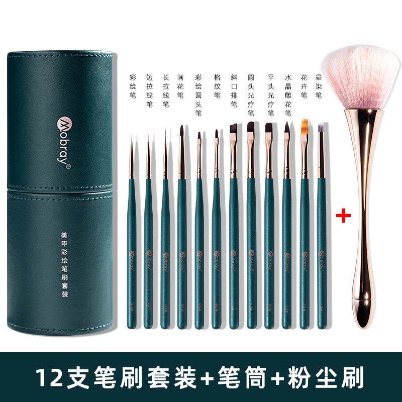 Nail Art Brush 12-Piece Set with Holder – Professional Nail Brushes for Precision Design & Detailing - Pasha