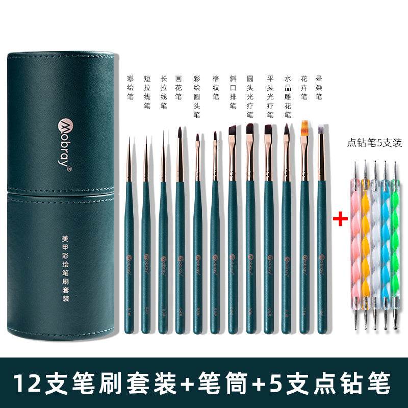 Nail Art Brush 12-Piece Set with Holder – Professional Nail Brushes for Precision Design & Detailing - Pasha