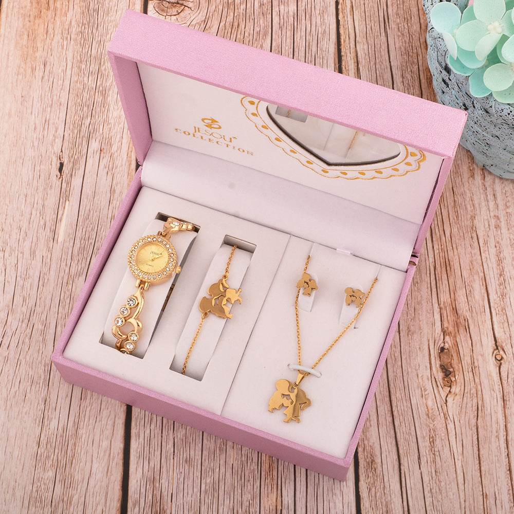Elegant Women's Jewelry Gift Set - Necklace, Watch, Bracelet & Earrings - Pasha