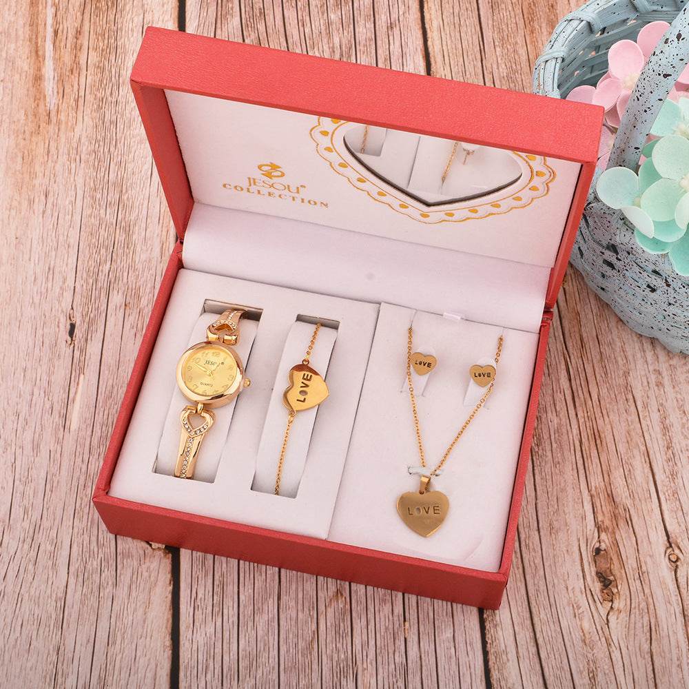 Elegant Women's Jewelry Gift Set - Necklace, Watch, Bracelet & Earrings - Pasha