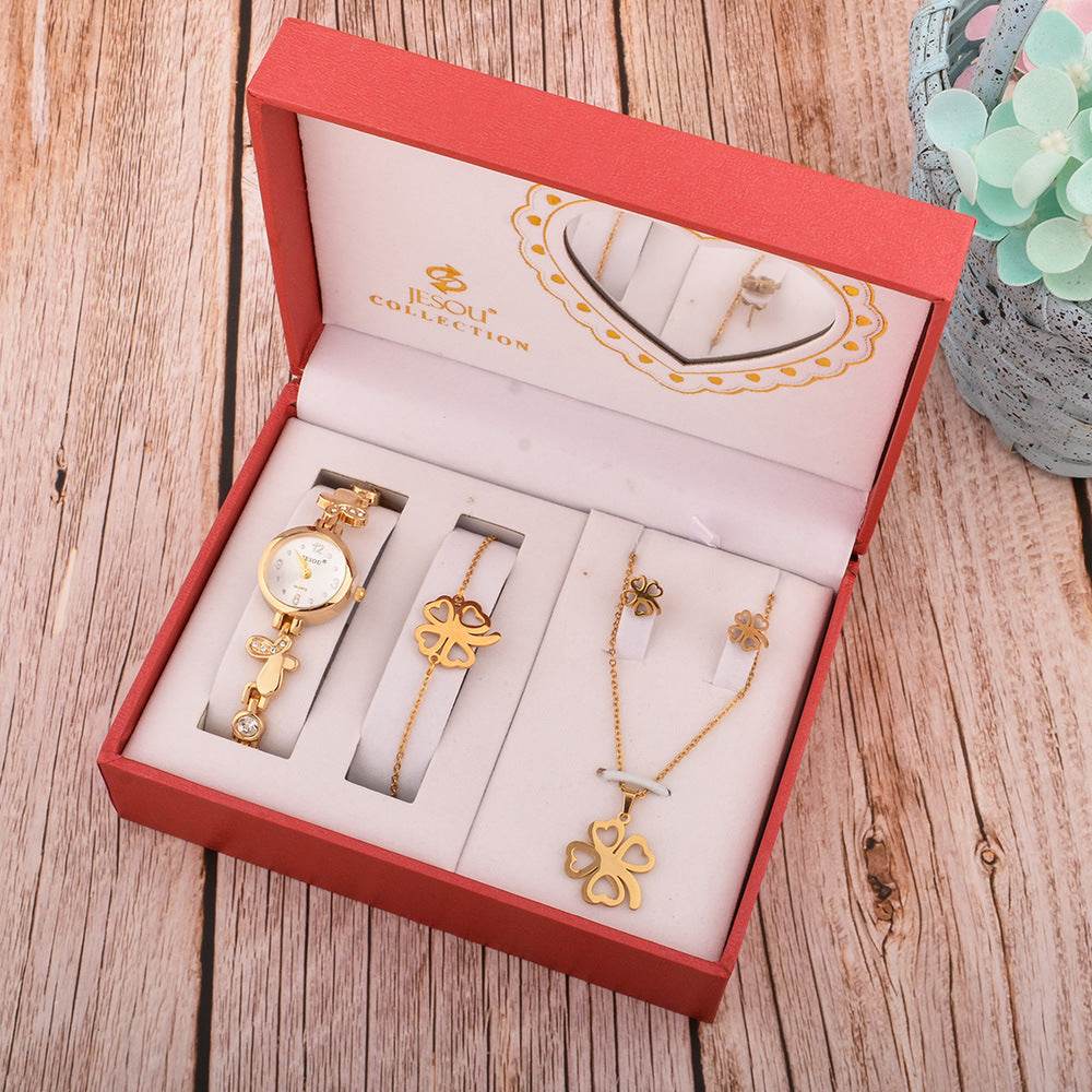 Elegant Women's Jewelry Gift Set - Necklace, Watch, Bracelet & Earrings - Pasha