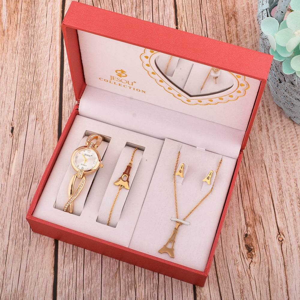 Elegant Women's Jewelry Gift Set - Necklace, Watch, Bracelet & Earrings - Pasha