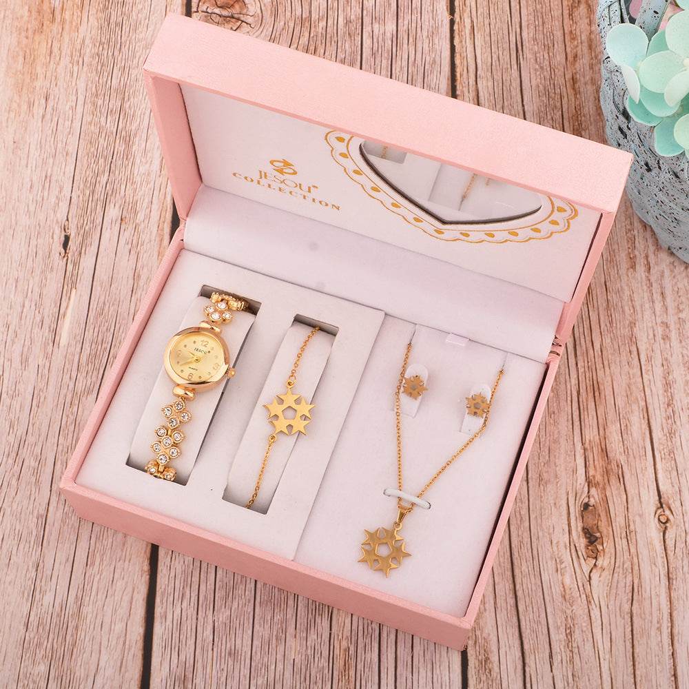 Elegant Women's Jewelry Gift Set - Necklace, Watch, Bracelet & Earrings - Pasha