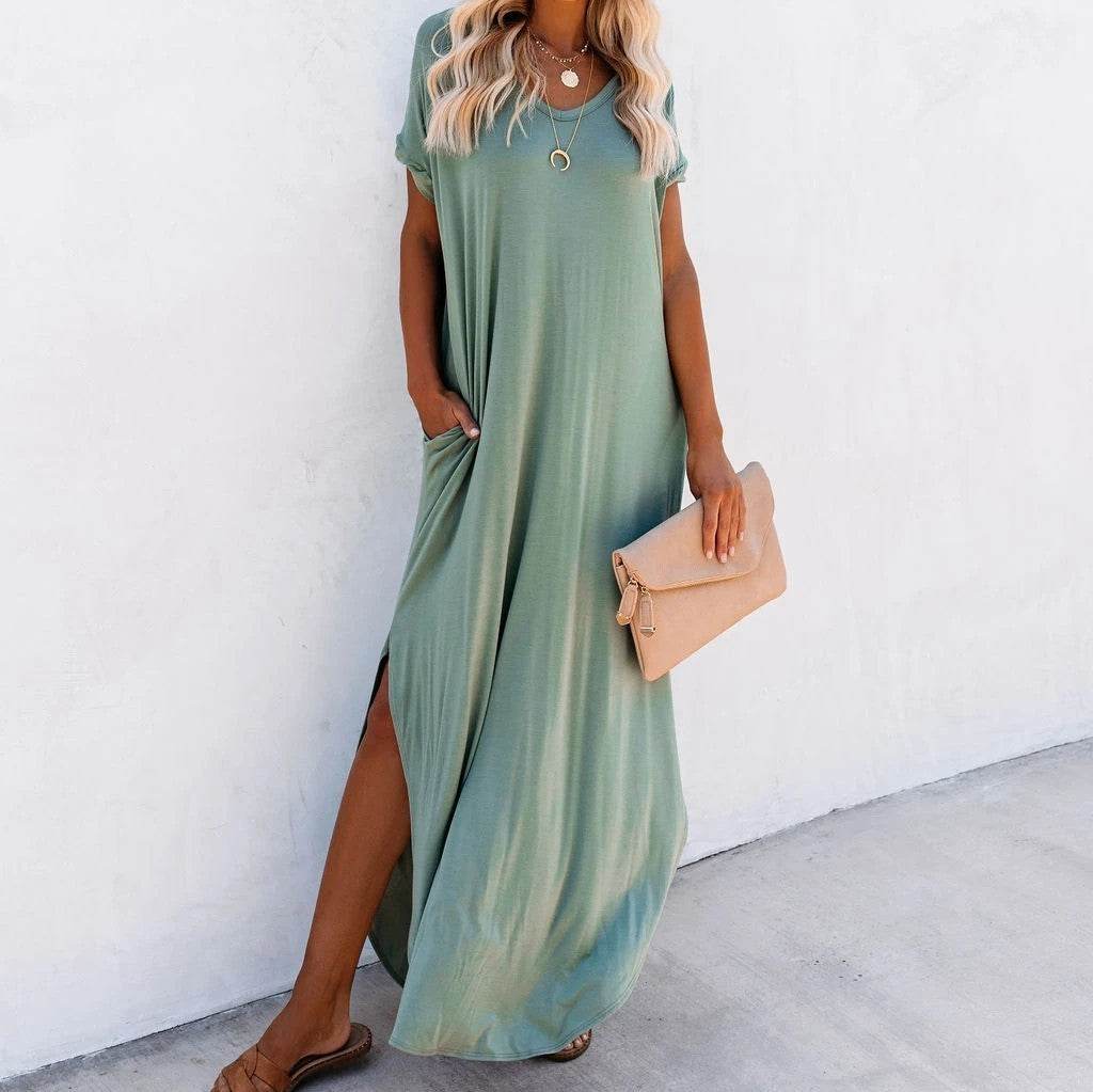 Cotton Dress - Pocket Long Skirt - Pasha
