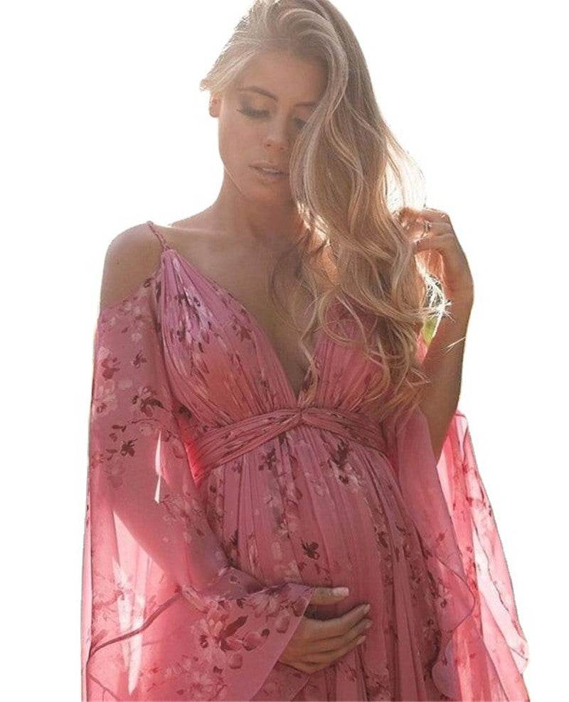 Sling Deep V Neck Printed dress-motherhood dress - Pasha