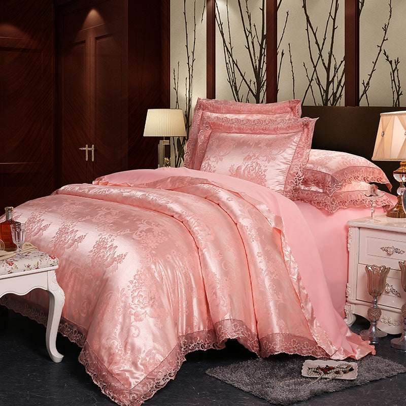 Jacquard Satin Bedding Set – European Style & Lace - Pasha