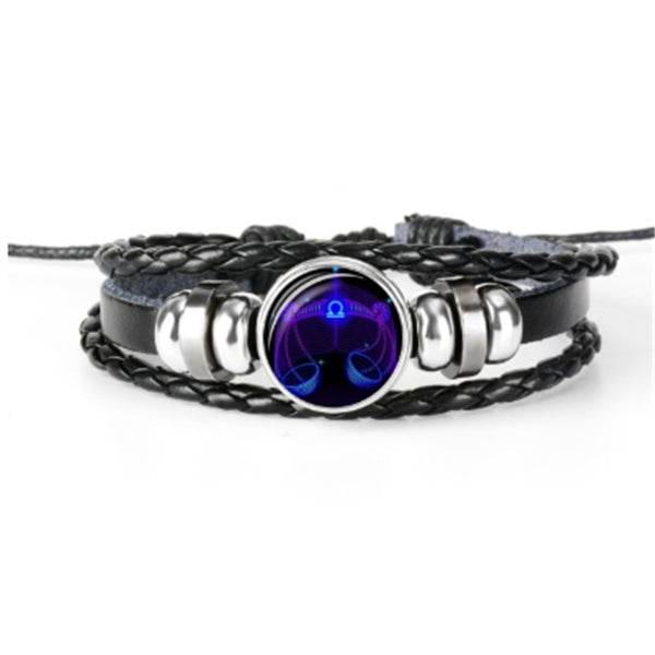 Stylish Constellation Bracelet – Faux Leather Zodiac Charm Wristband - Pasha