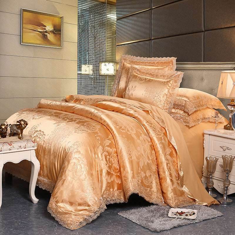 Jacquard Satin Bedding Set – European Style & Lace - Pasha