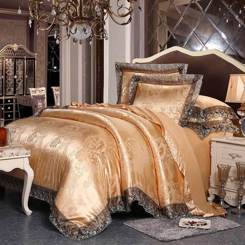 Jacquard Satin Bedding Set – European Style & Lace - Pasha
