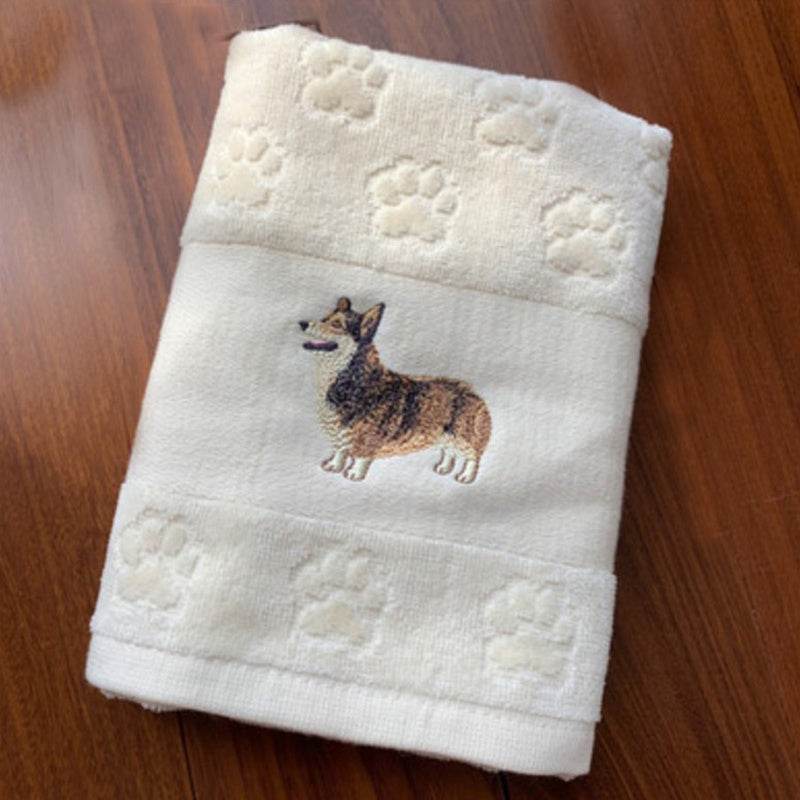 Embroidered Dog Towel – Pure Cotton & Absorbent - Pasha