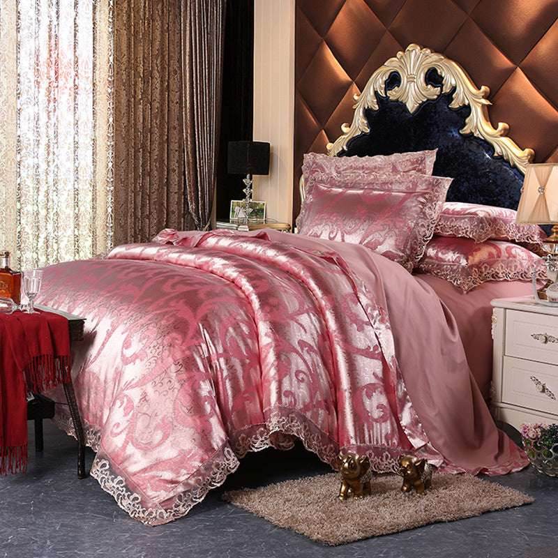 Jacquard Satin Bedding Set – European Style & Lace - Pasha